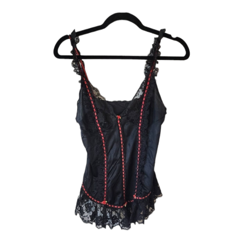Vintage Tosca red and black lace camisole rose goth size medium
